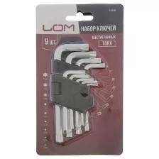 ЛОМ Набор ключей LOM, TORX Tamper, TT10 - TT50, 9 шт.