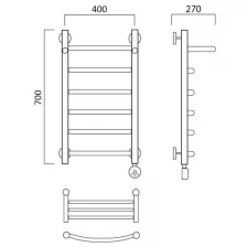 Электрический полотенцесушитель Акванерж Дуга с полкой 70х40 правый
