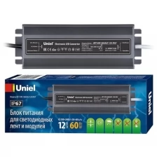 Uniel Блок питания Uniel 12V 60W IP67 5A UET-VAF-060A67 12V IP67 UL-00007575