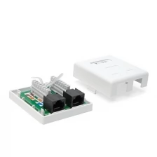 Розетка настенная, 2 порта RJ-45, категория 5е, белая, TWT-SM2-4545-WH